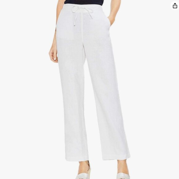 NWT Vince Camuto Drawstring Wide Leg Linen Pant Size S White - Picture 1 of 13